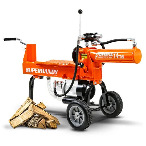 Effortlessly split logs with the Super Handy | 14-Ton Electric Log Splitter, perfect for all your wood splitting needs.