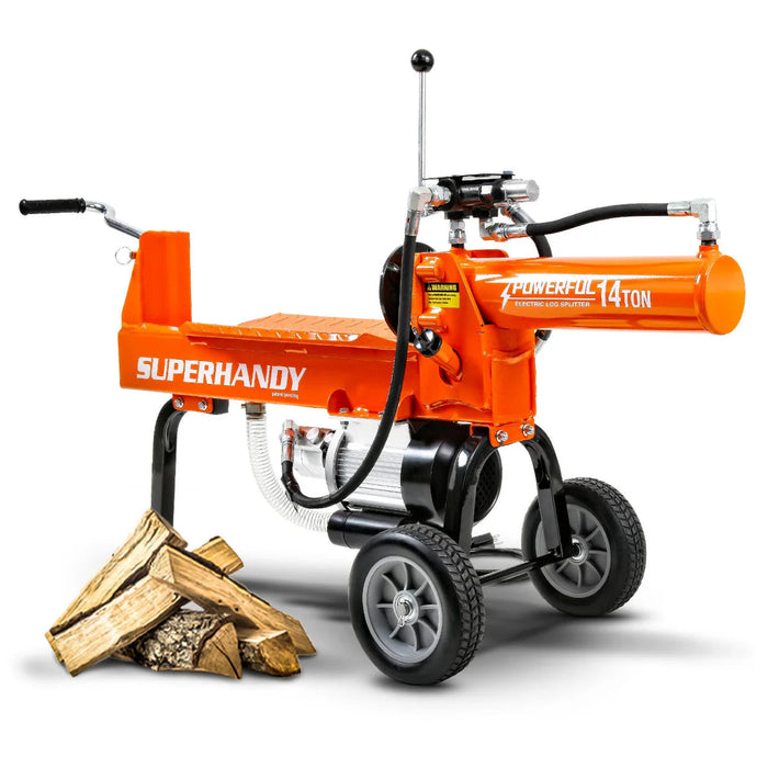 Effortlessly split logs with the Super Handy | 14-Ton Electric Log Splitter, perfect for all your wood splitting needs.