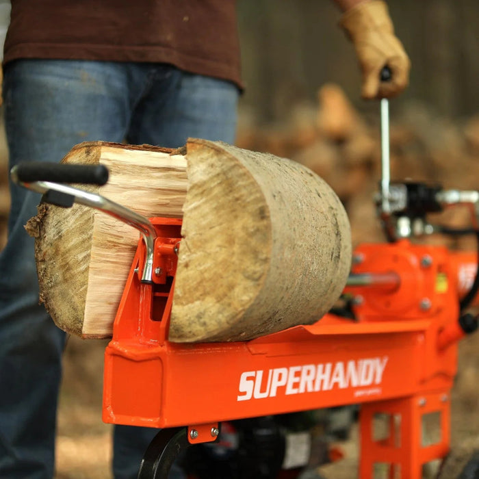 Effortlessly split logs with the Super Handy | 20-Ton Gas Log Splitter for efficient firewood preparation.
