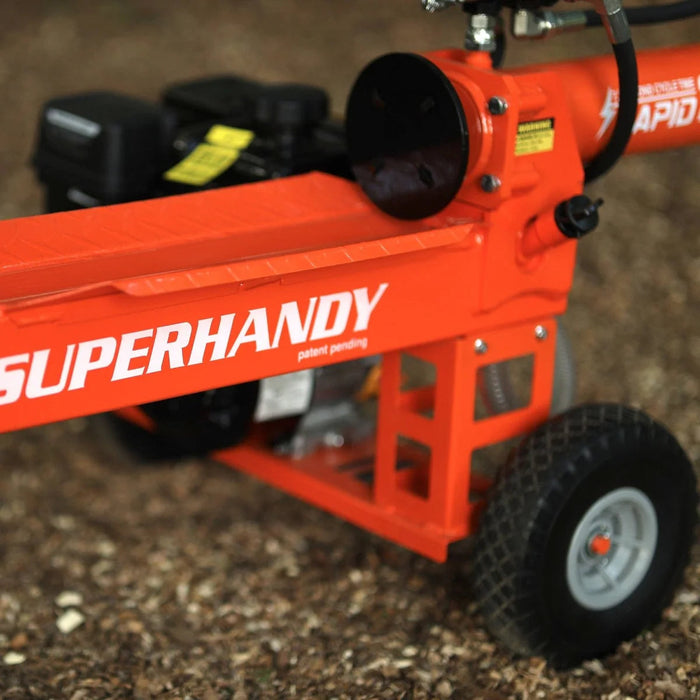 Efficient Super Handy | 20-Ton Gas Log Splitter designed for powerful log splitting with a vibrant orange finish.